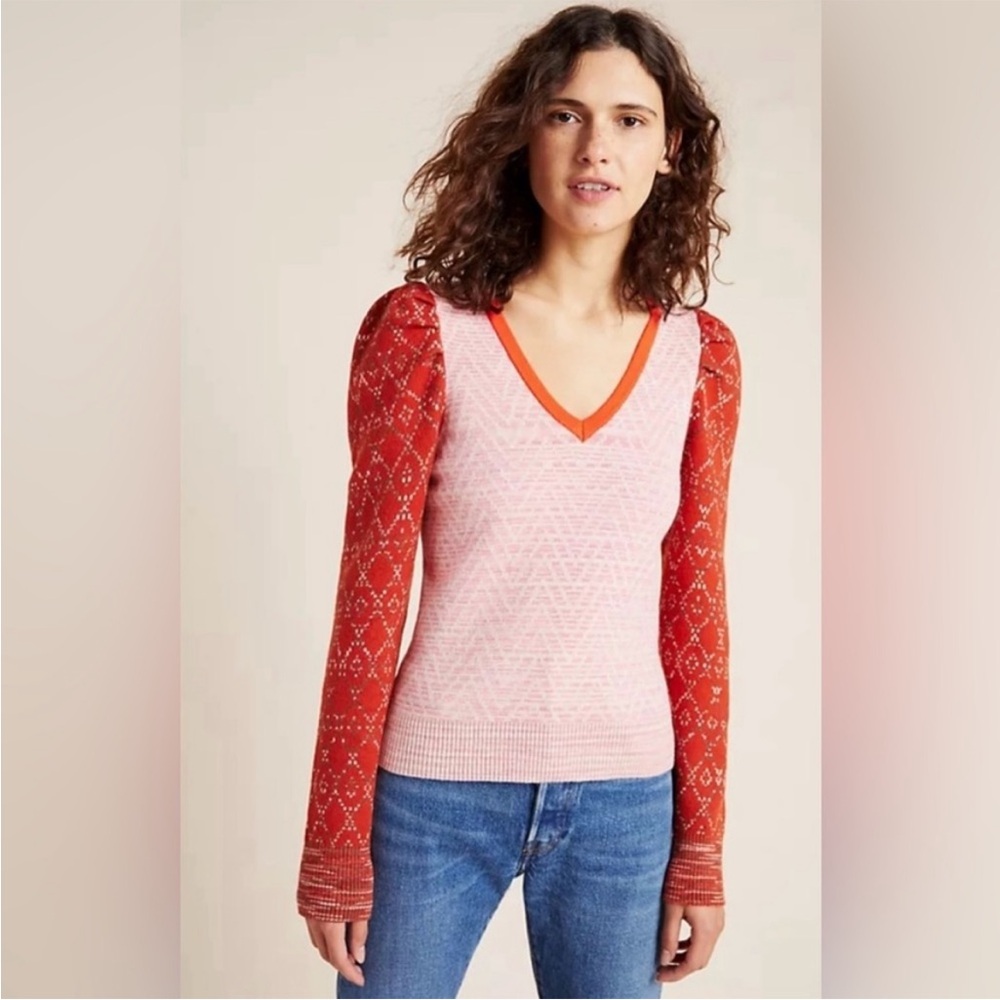 Anthropologie Mon Cherie puff sleeve sweater